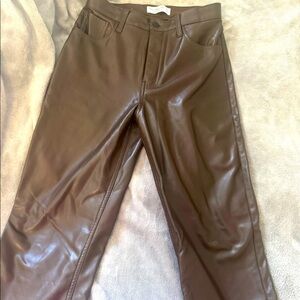 A&F 90sStraight Faux Leather Pants Brown – Size 4S